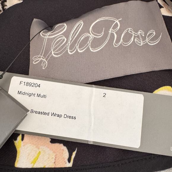 Lela Rose Midnight Floral Lace Hem Double Breasted Wrap Dress Size 2 NWT - Picture 14 of 16